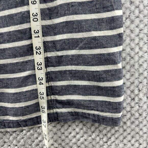 Boden Dress Womens 6R Gray Striped Linen Popover Button Up Knee Length Collared - Picture 13 of 15
